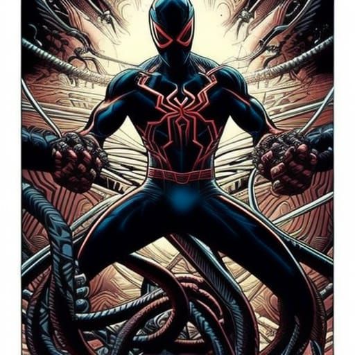 Doctor octopus Mark Brooks and Dan Mumford, comic book art, perfect, smooth chasing spider man