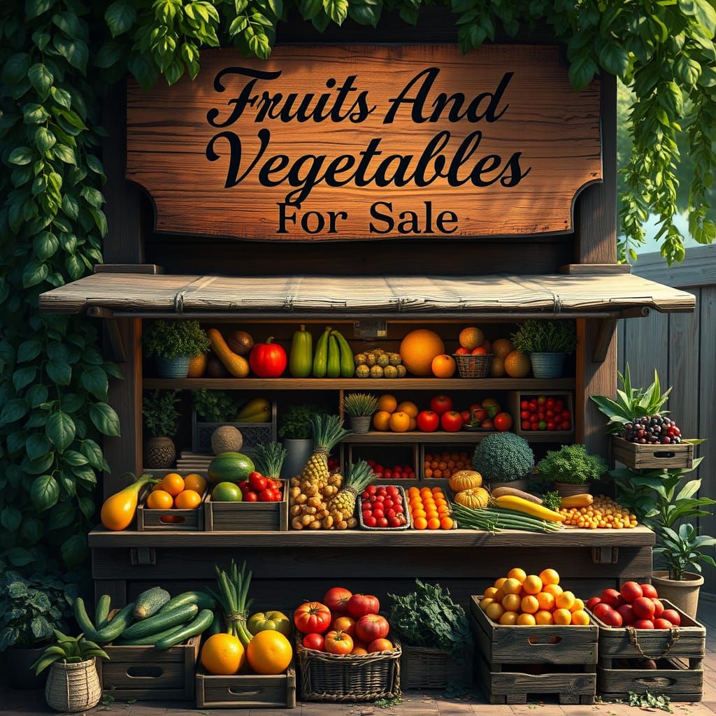 Vibrant Farmstand With Lush Greenery