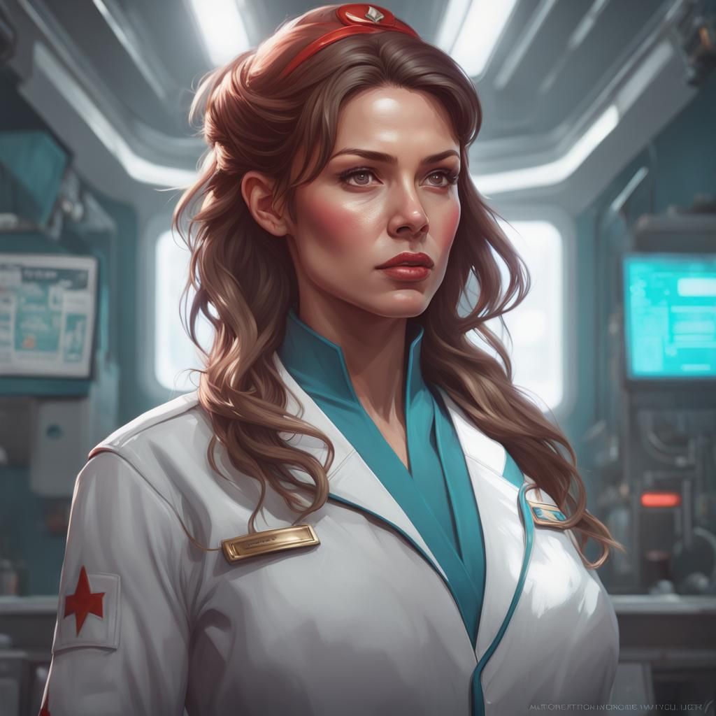 Starfleet Nurse Portrait in Hyperdetailed Digital Art