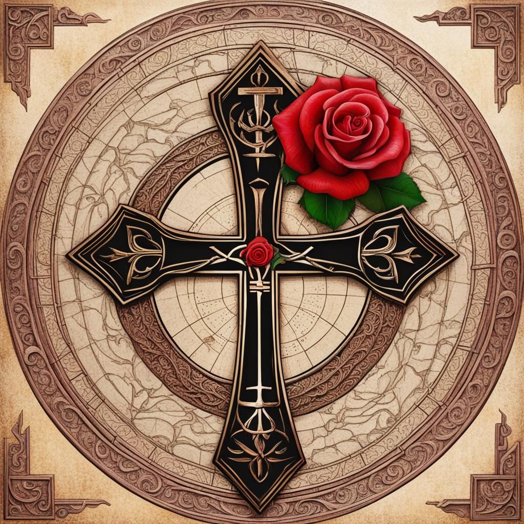 Rose and Ankh: Symbolic Digital Art