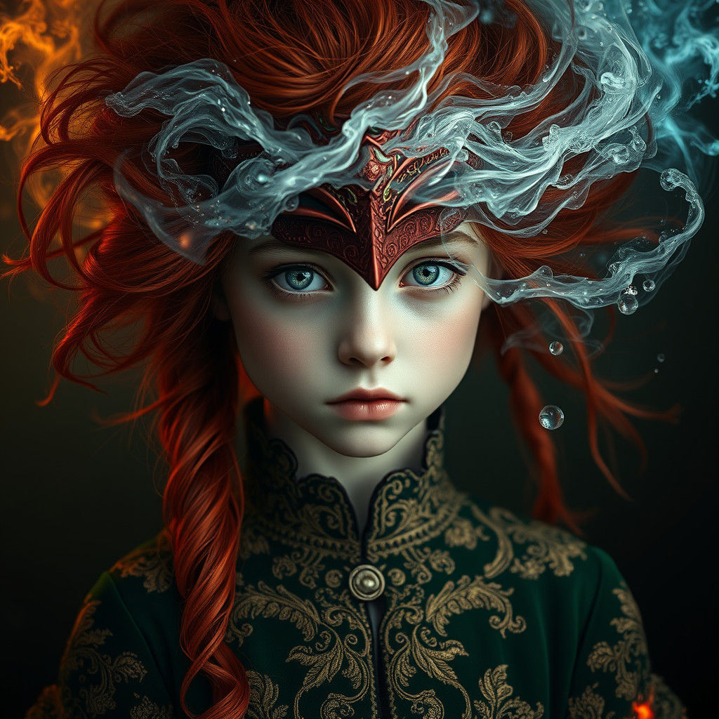 Ethereal Girl with Elemental Powers: Digital Art