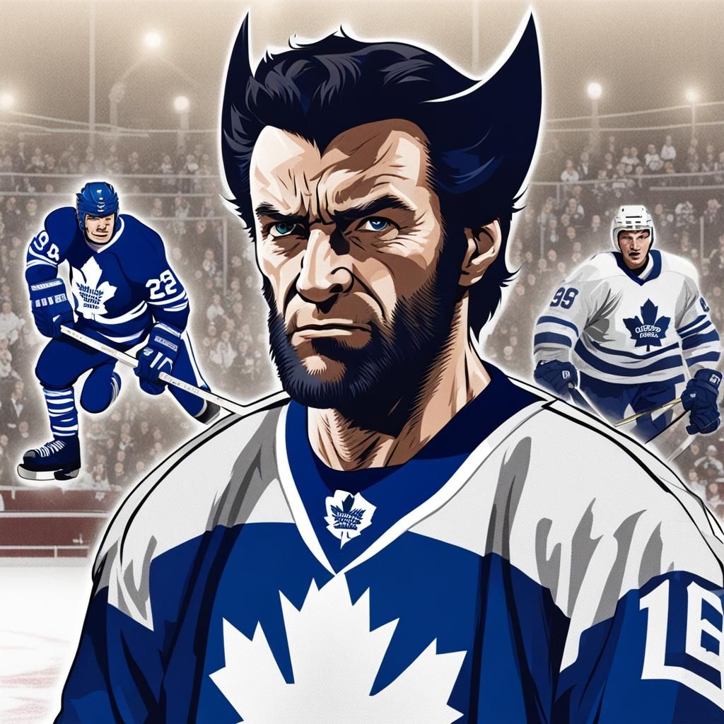 Wolverine as a Toronto Maple Leafs hockey player