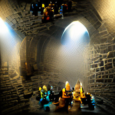 D&D Miniatures in a Dungeon with Volumetric Lighting