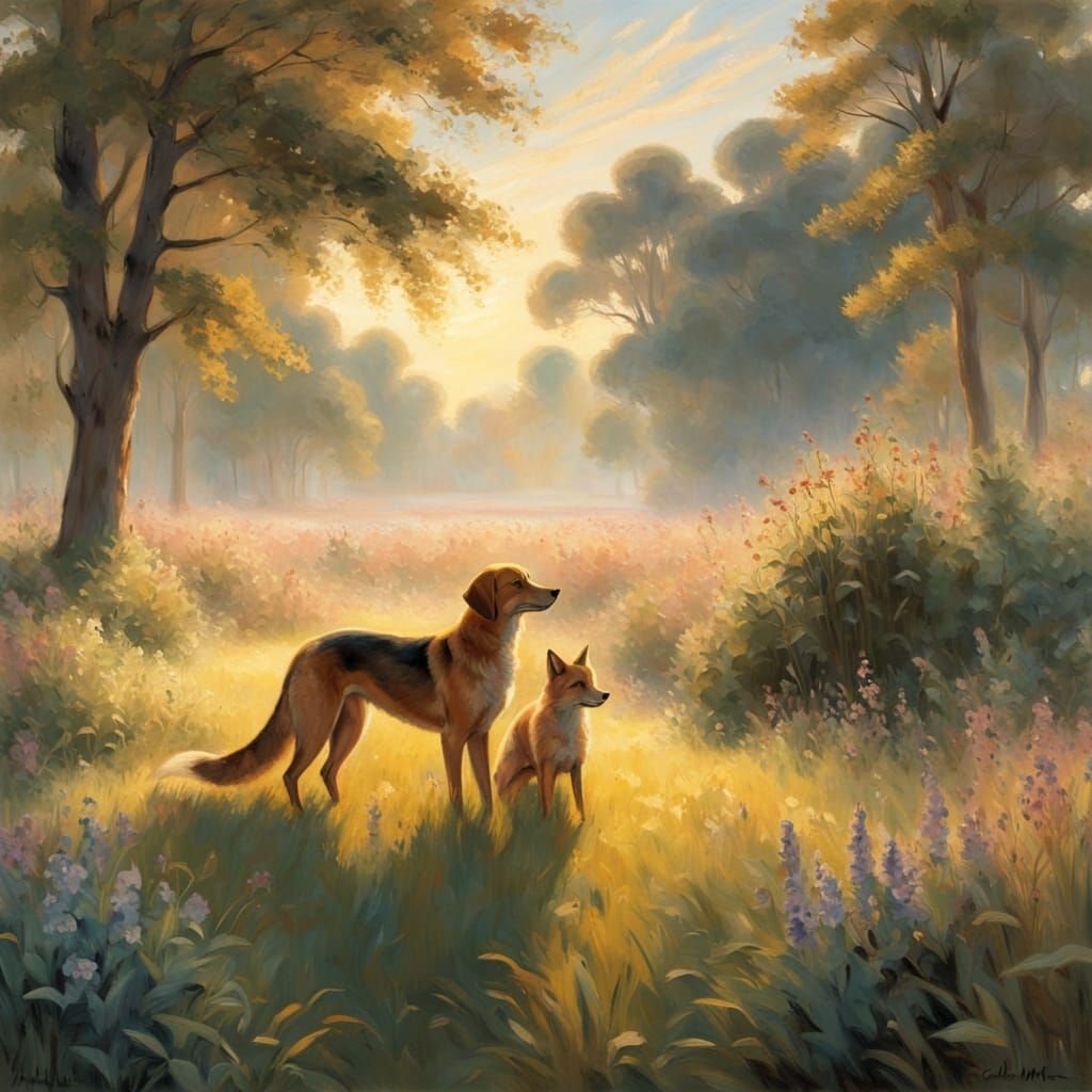 Impressionist Masterpiece: Lush Countryside Scene with Blood...