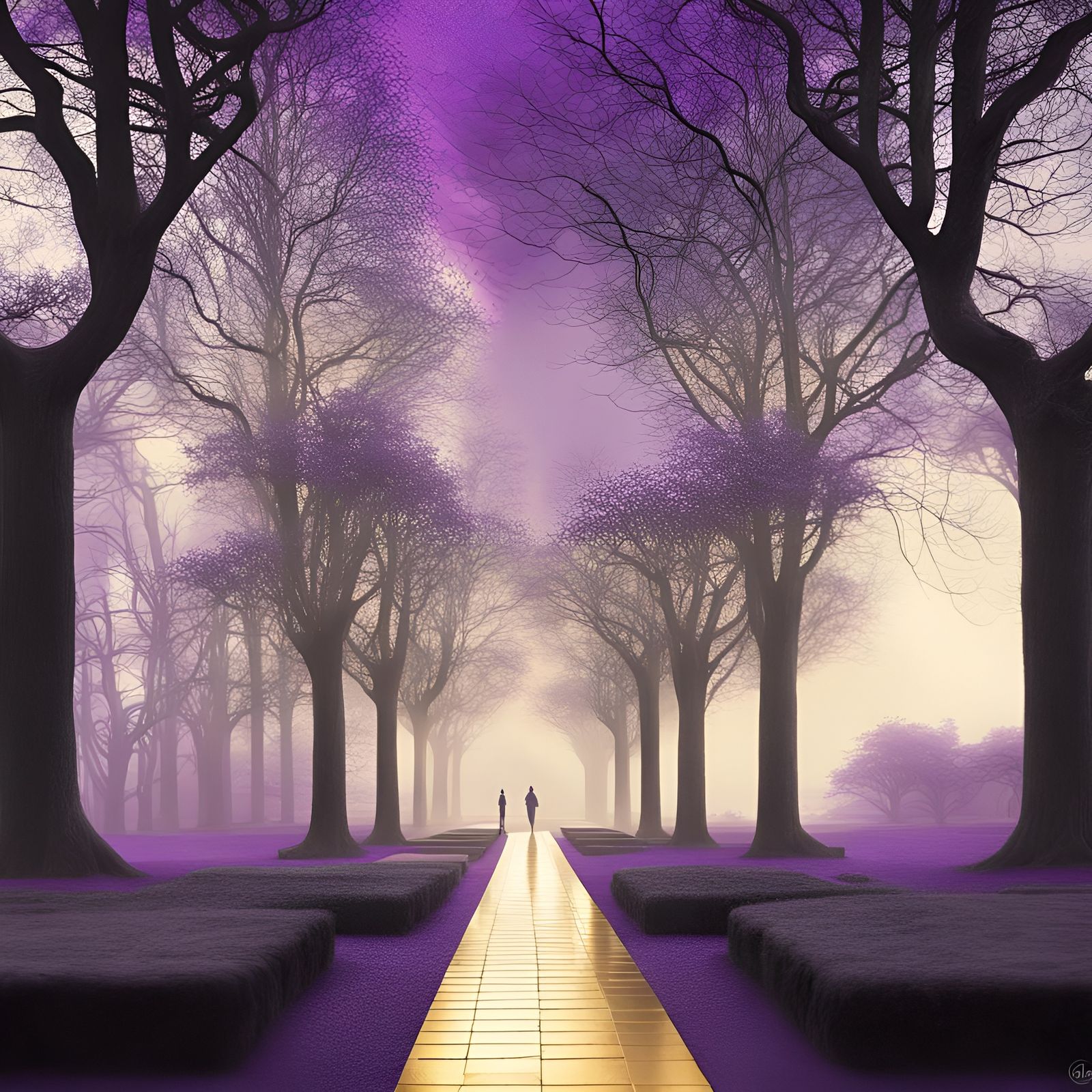 Palladian Garden Pathway: Stylized Double Exposure Illustrat...
