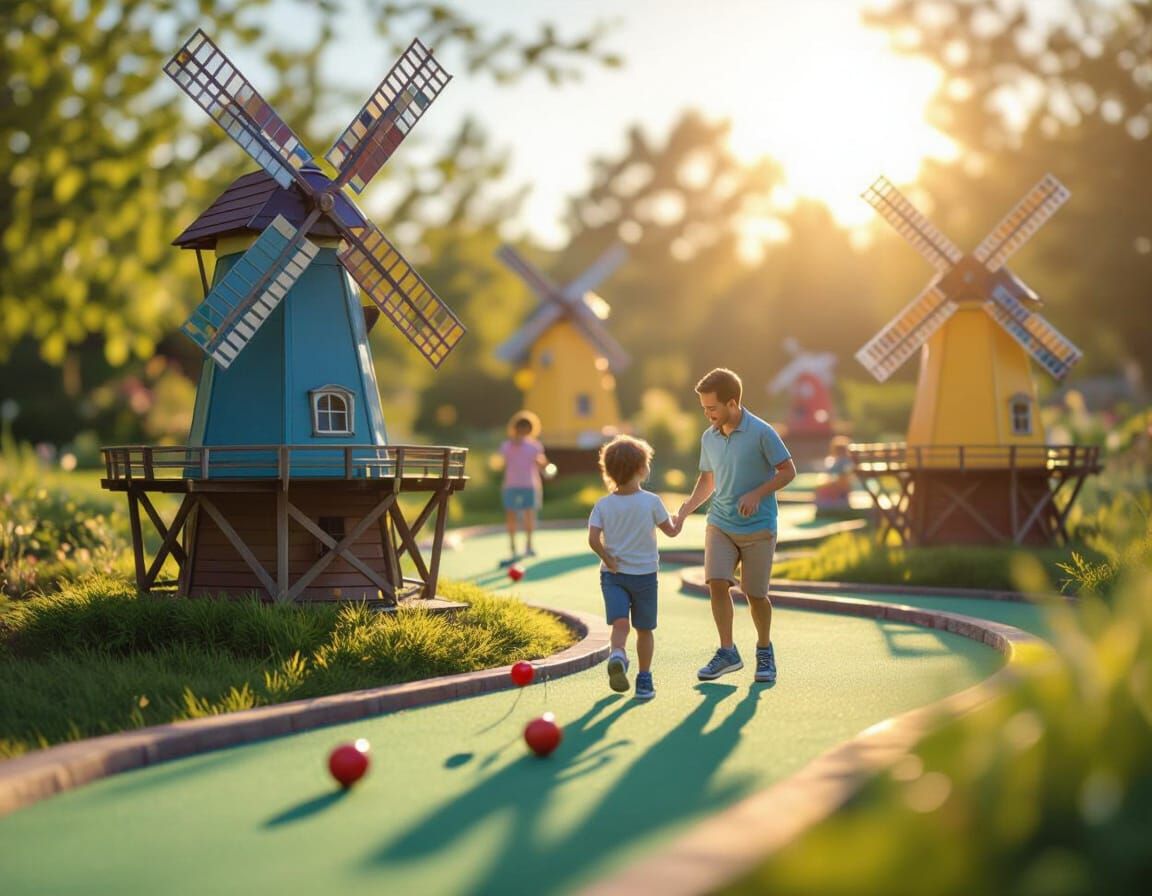 Photo Realistic Miniature Golf Day with Family