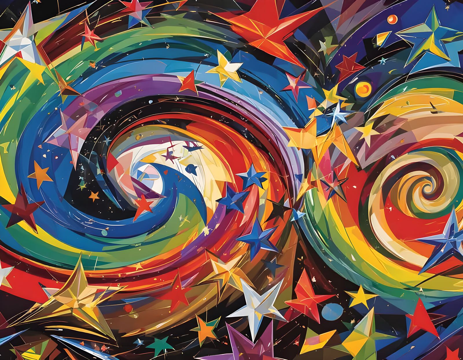 Kaleidoscopic Starscape in Expressive Brushstrokes