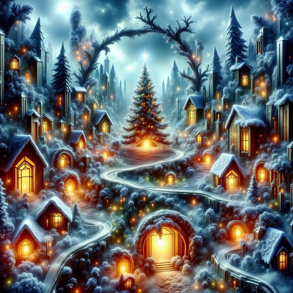 Festive Christmas Maze in Snowy Winter Wonderland