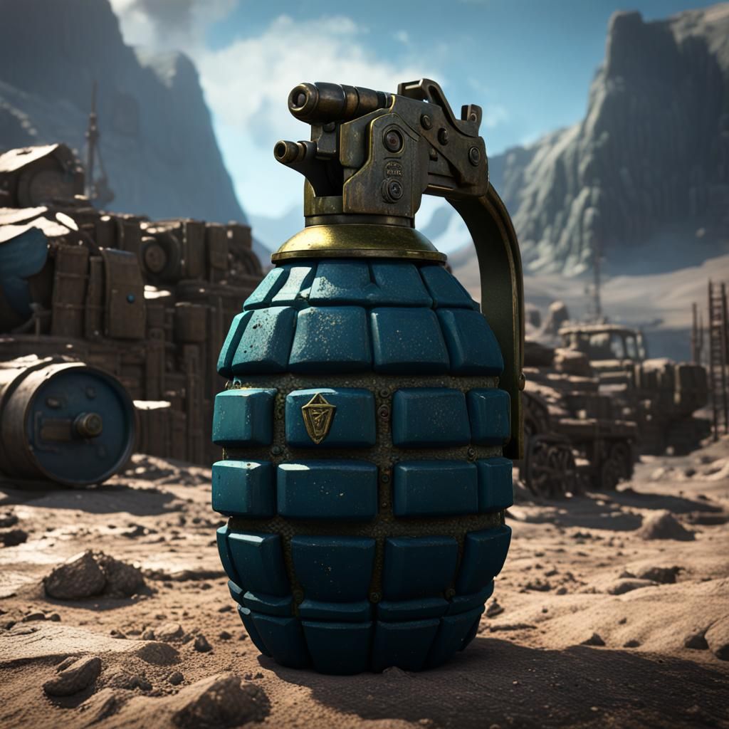 Detailed Matte Painting of a Hand Grenade