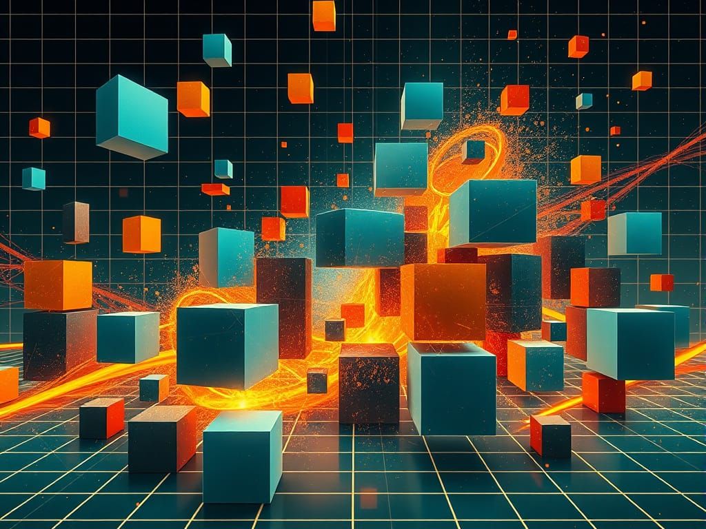 Vibrant Cubist Dreamscapes in Cyberpunk Hues