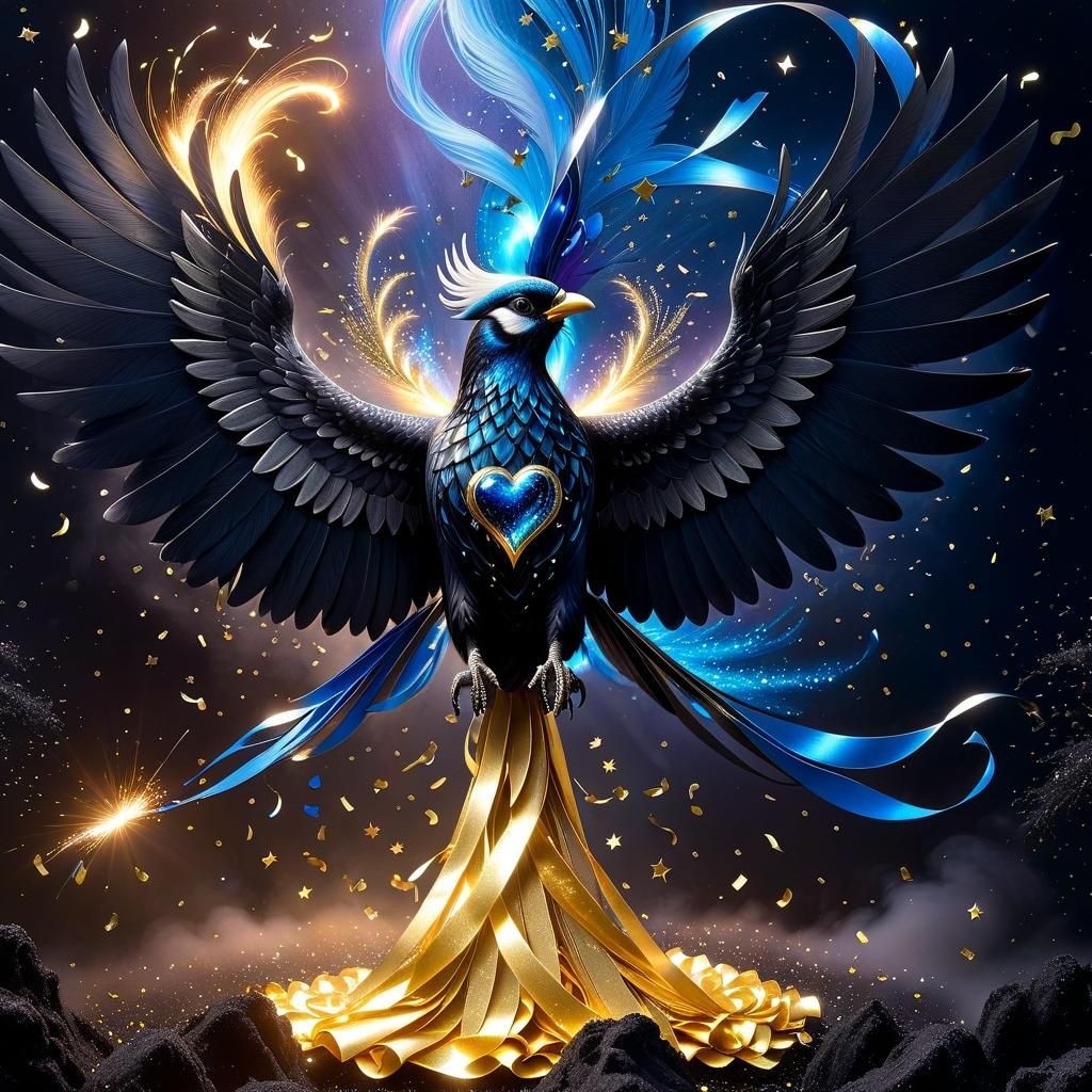 Bursting Phoenix Made of Confetti