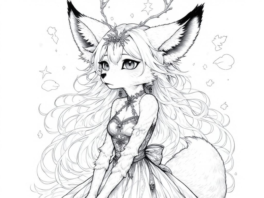 Cute Fox Witch in Gothic Cheongsam Gown