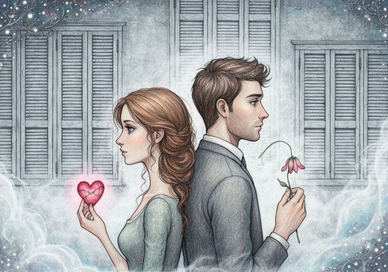 Ethereal Pencil Sketch of Isolated Figures in Misty Fantasy ...