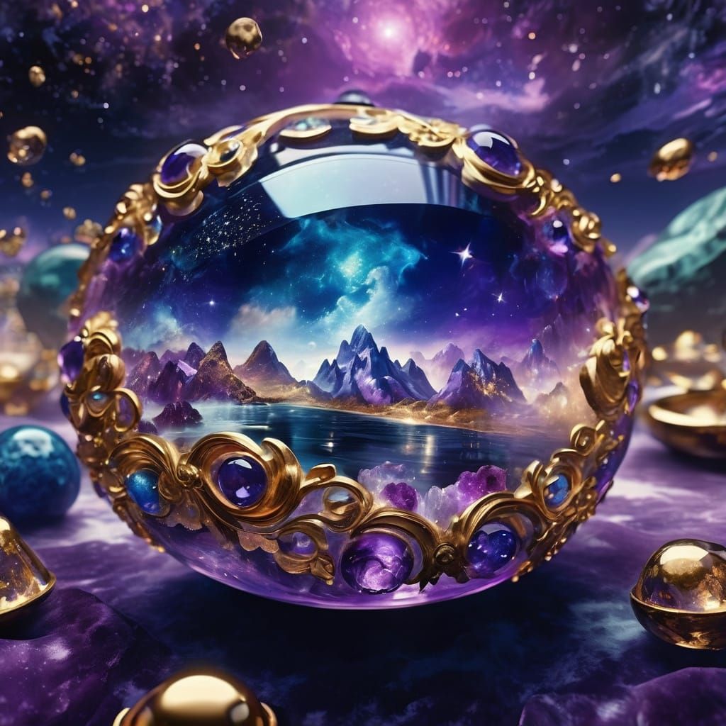 Sapphire Stardust in Velvet Night Sky: Maximalist Art