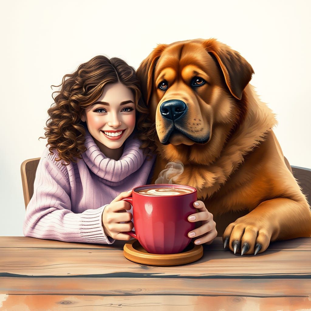 Cozy Moment with a Ravishing Woman and Her Adorable Dog