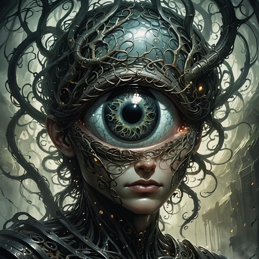 Glass Brain Concept Art with Eerie Eye