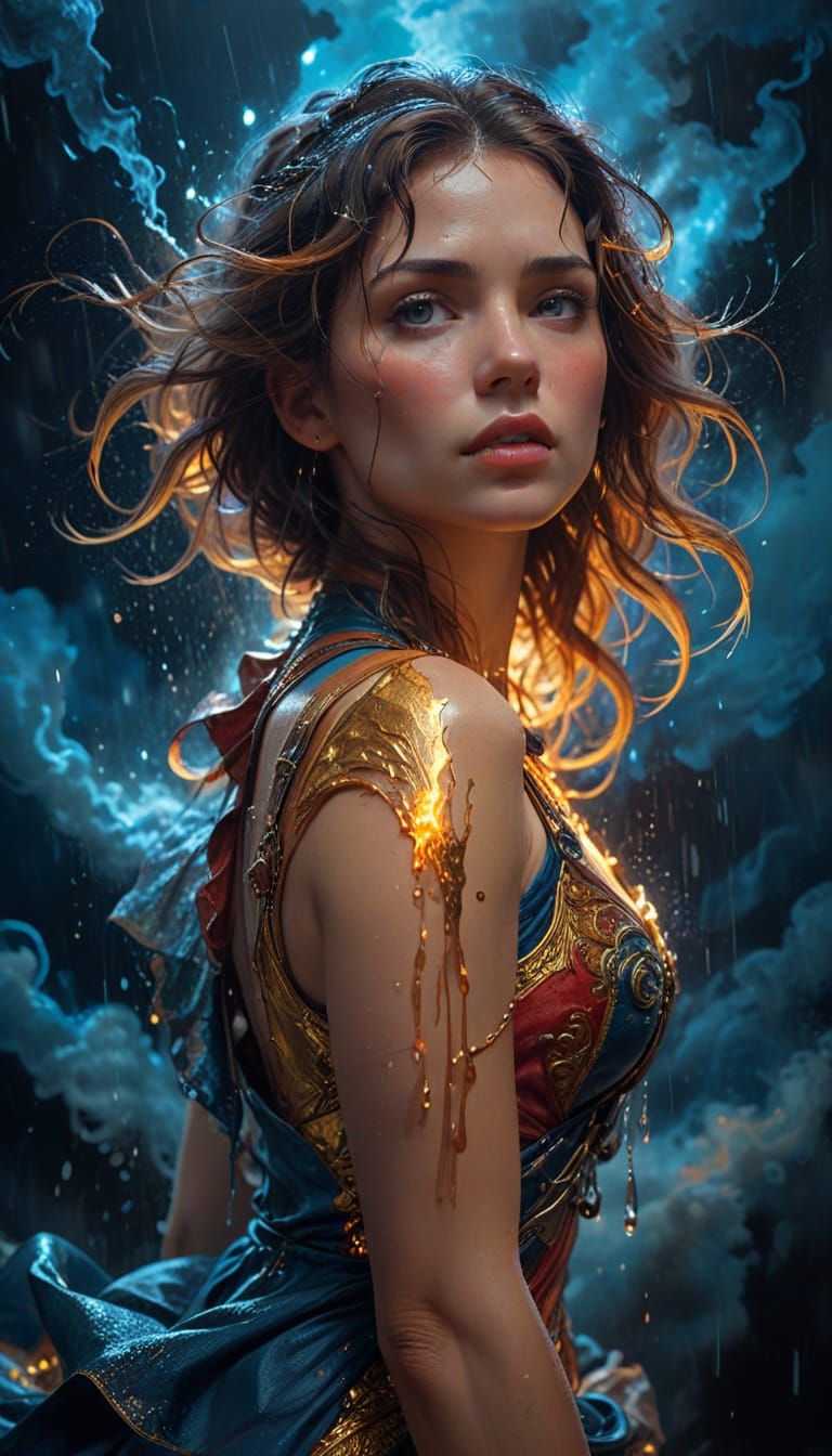 Turmoil Ignited: A Stormy Portrait in Oil