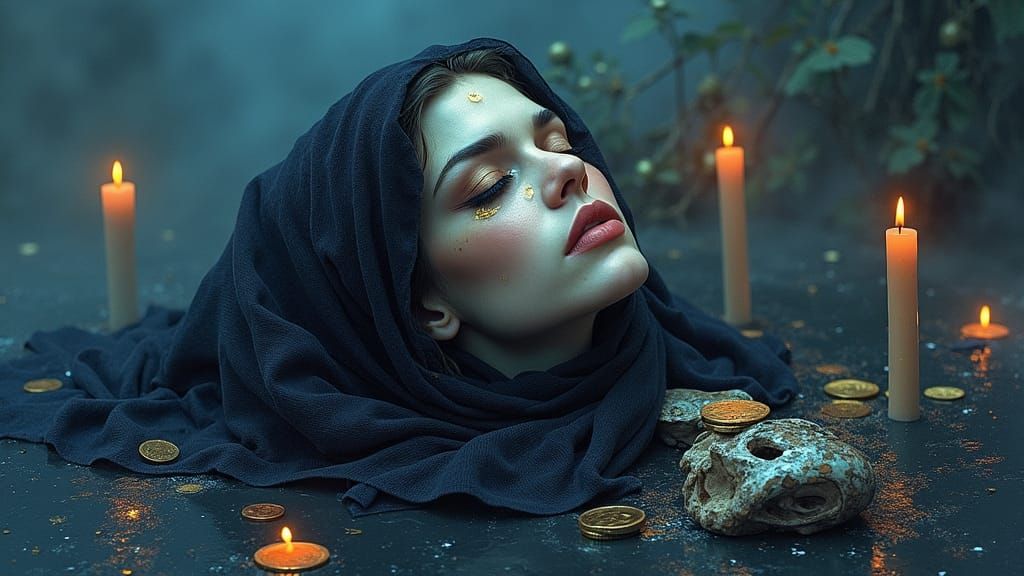 Woman in Eternal Slumber: Somber Surrealism