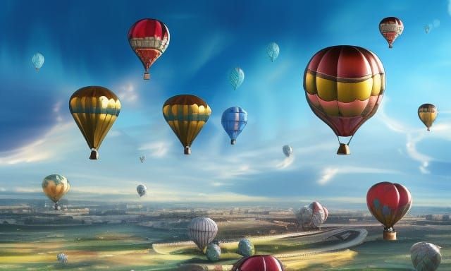 Shiny Mirrored Hot Air Balloons: Digital Matte Painting