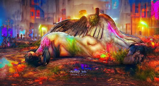 Fallen Angel Lucifer in Fauvism Art Deco Style
