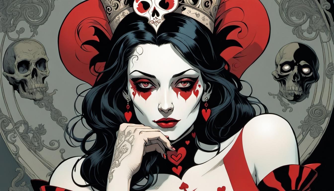 Queen of Hearts in Graphic Novel Style