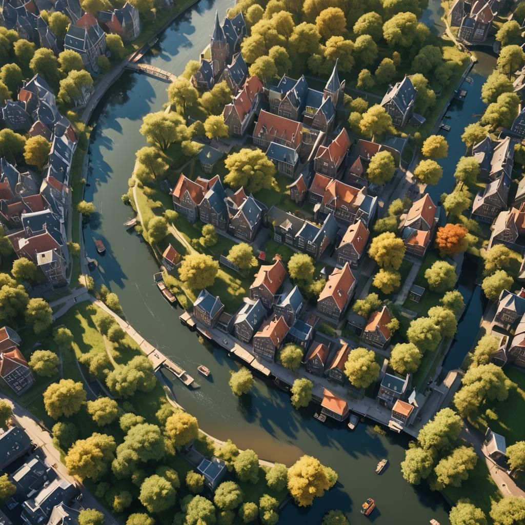 Sunny Riverside in the Netherlands: Fantasy Art