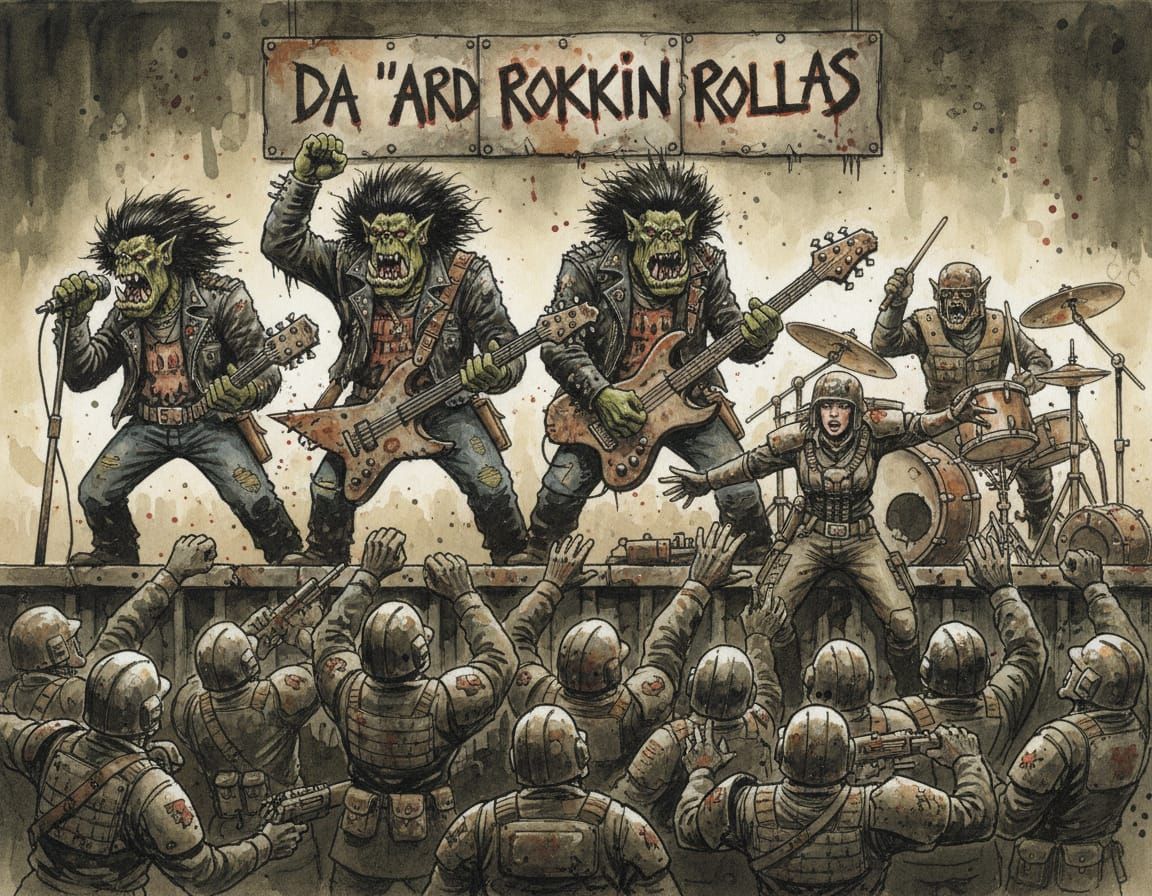 Ork Rock Concert Chaos in John Blanche Style