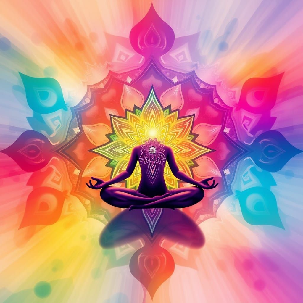 Meditating Chakras in Spiritual Light and Space