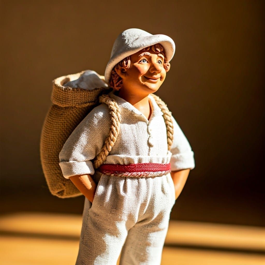 Hyper-Realistic Clay Figurine of a 19th-Century French Mille...