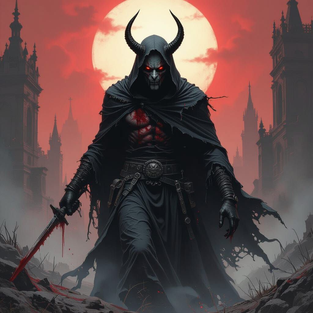 Demonic Rampage in Gothic Horror Style