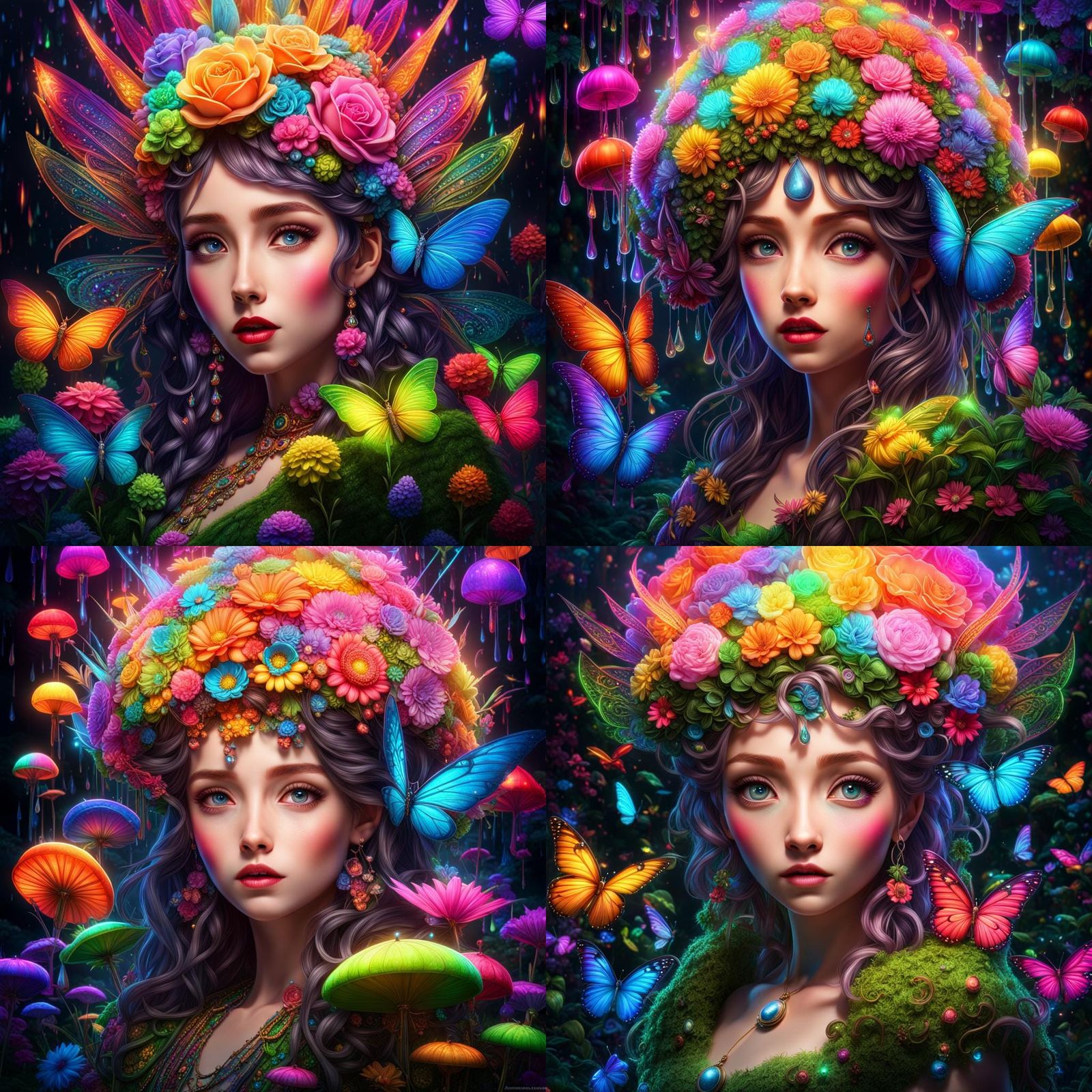 Neon Fairy Wonderland in Dark Academia Style