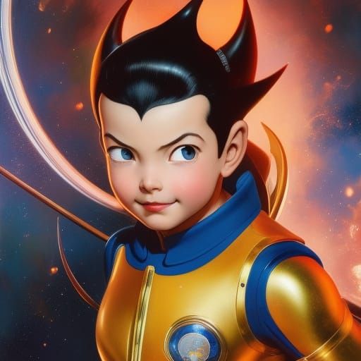 Astro Boy Portrait in Digital Art Style