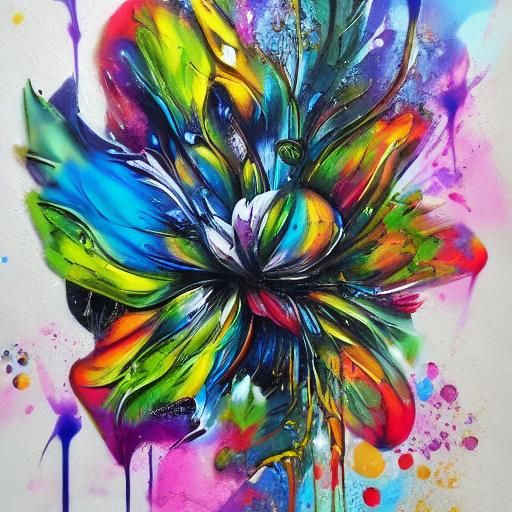 Colorful Graffiti Royal Flower in Splash Art Style