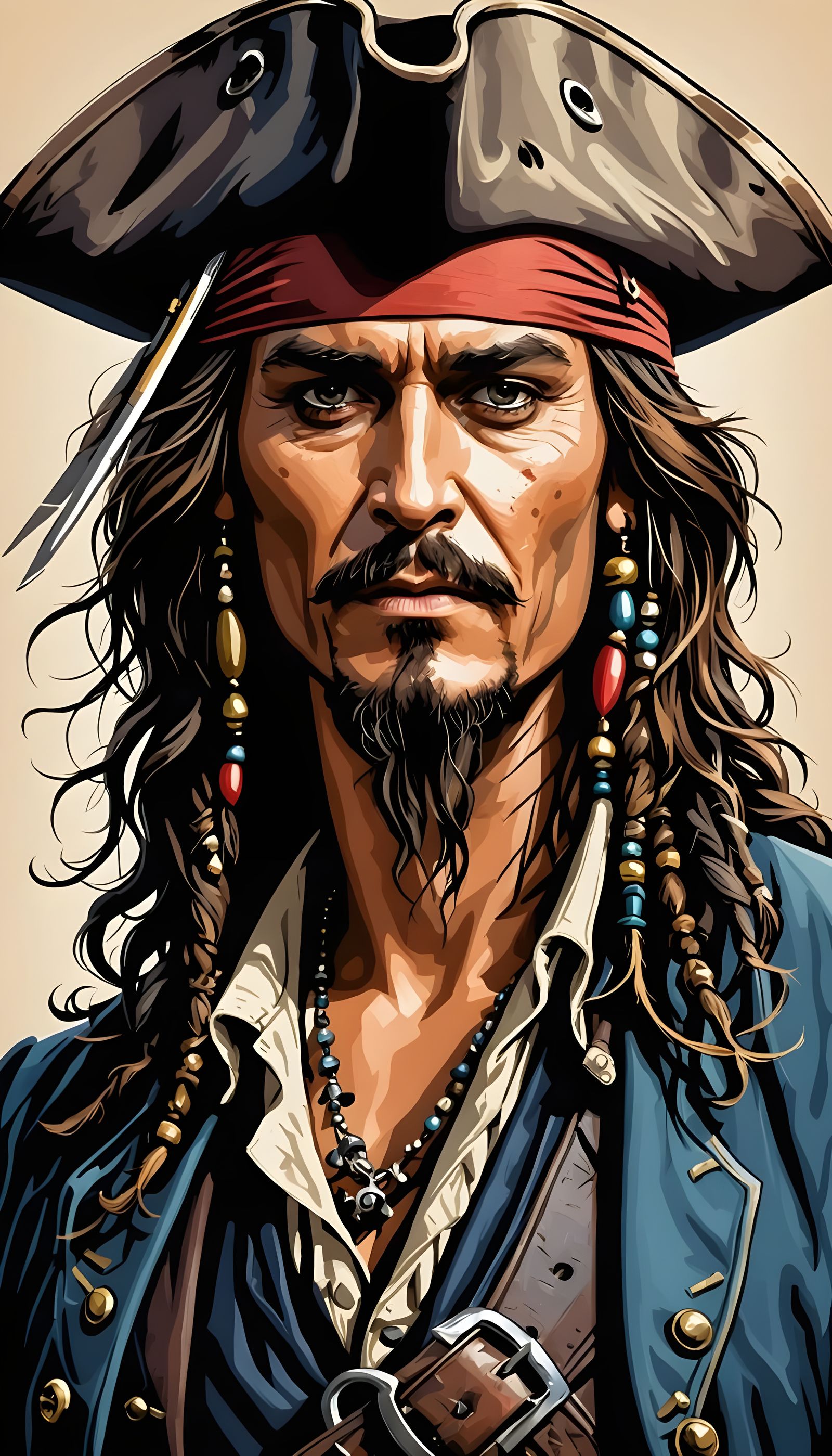 Pirate Ship Amidst Stormy Seas in Digital Painting Style