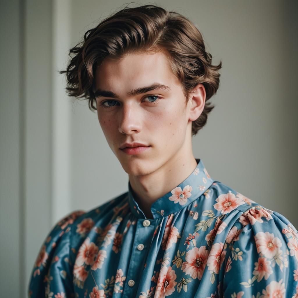 High-End Fashion Portrait of Boy in Dress