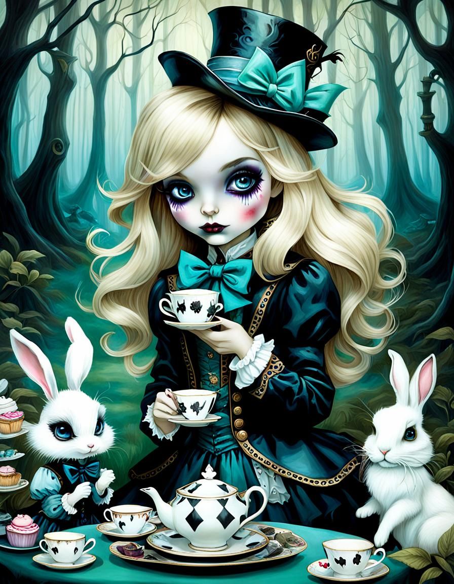 Mad Hatter Tea Party in Haunted Forest Portrait