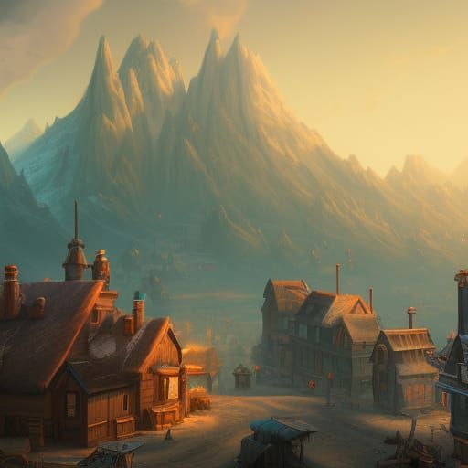 Blizzard Town: Detailed Matte Painting in Deep Color