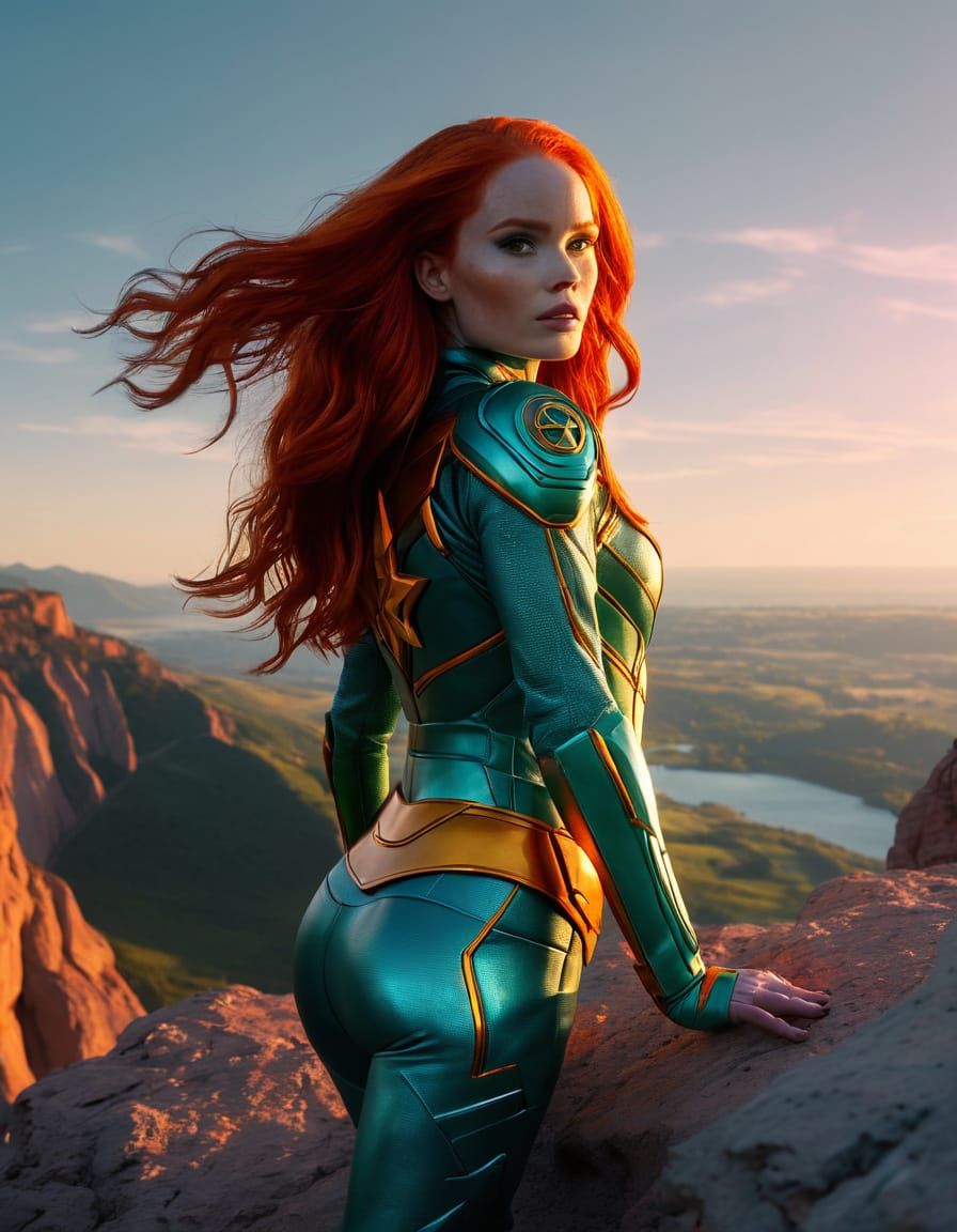 Starfire as Madelaine Petsch in DC Comics Style