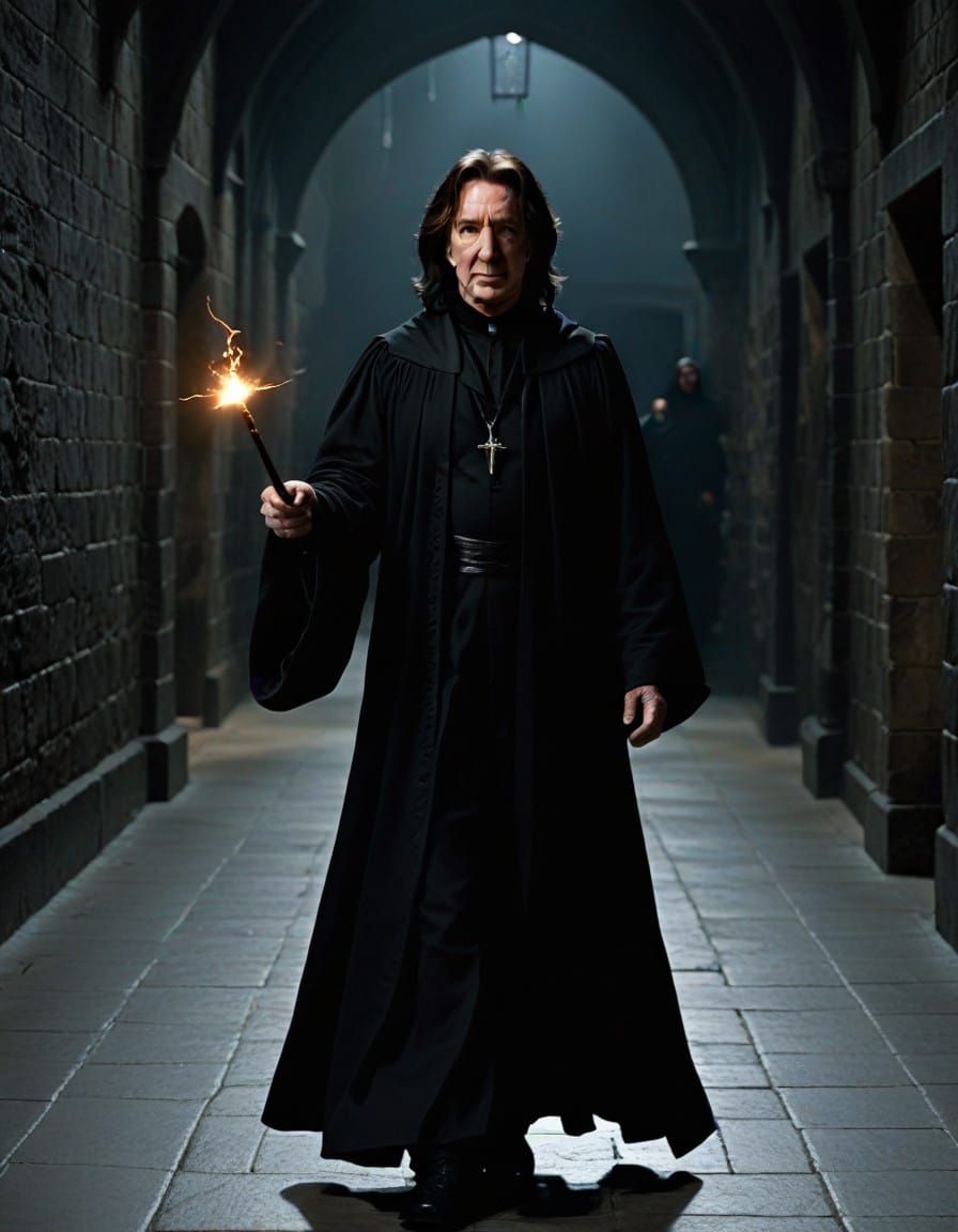 Alan Rickman as the Mysterious Severus Snape in a Dark Hogwa...