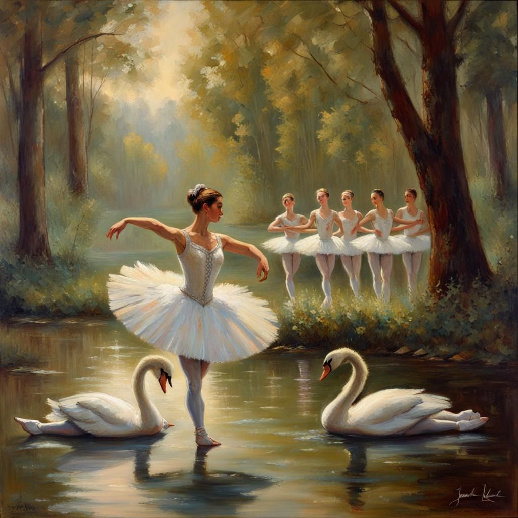 Swan Lake Ballet: Oil Painting Masterpiece