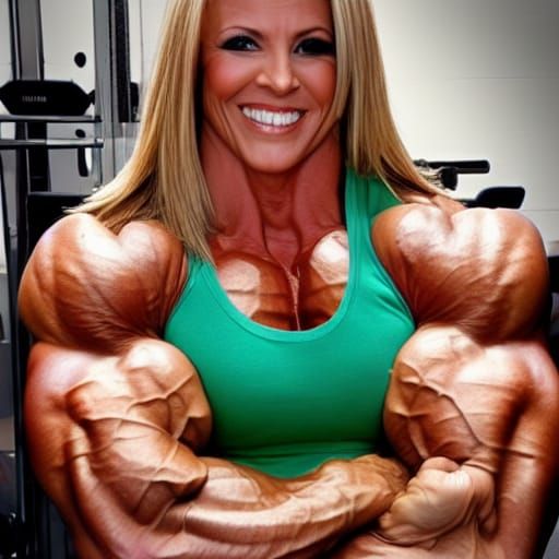 Muscular Bodybuilder Mom Flexing Her Ripped Arms