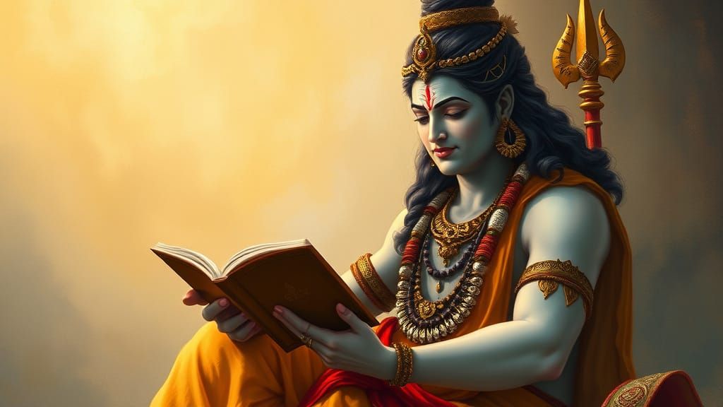 Lord Shiva's Enigmatic Smile in Ethereal Hindu Art