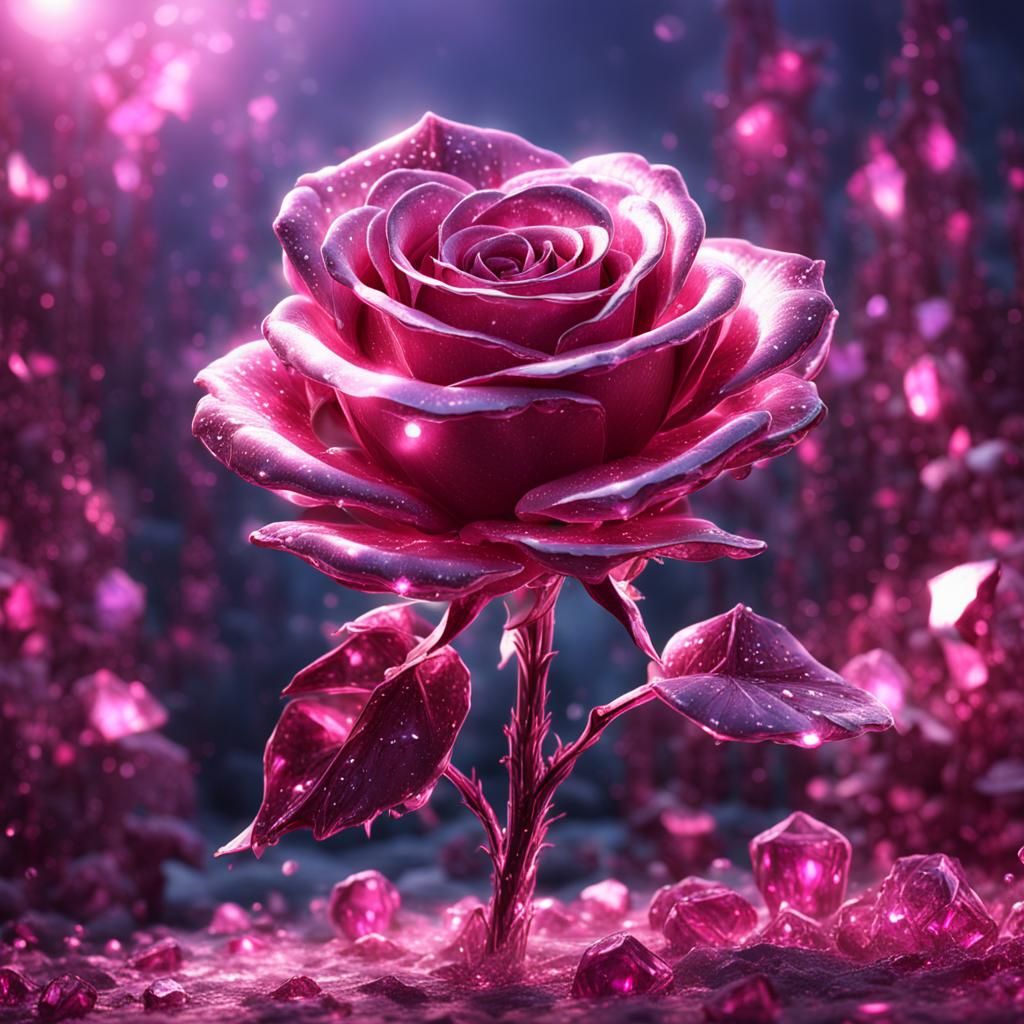 Gleaming Crystal Rose in Detailed Matte Style