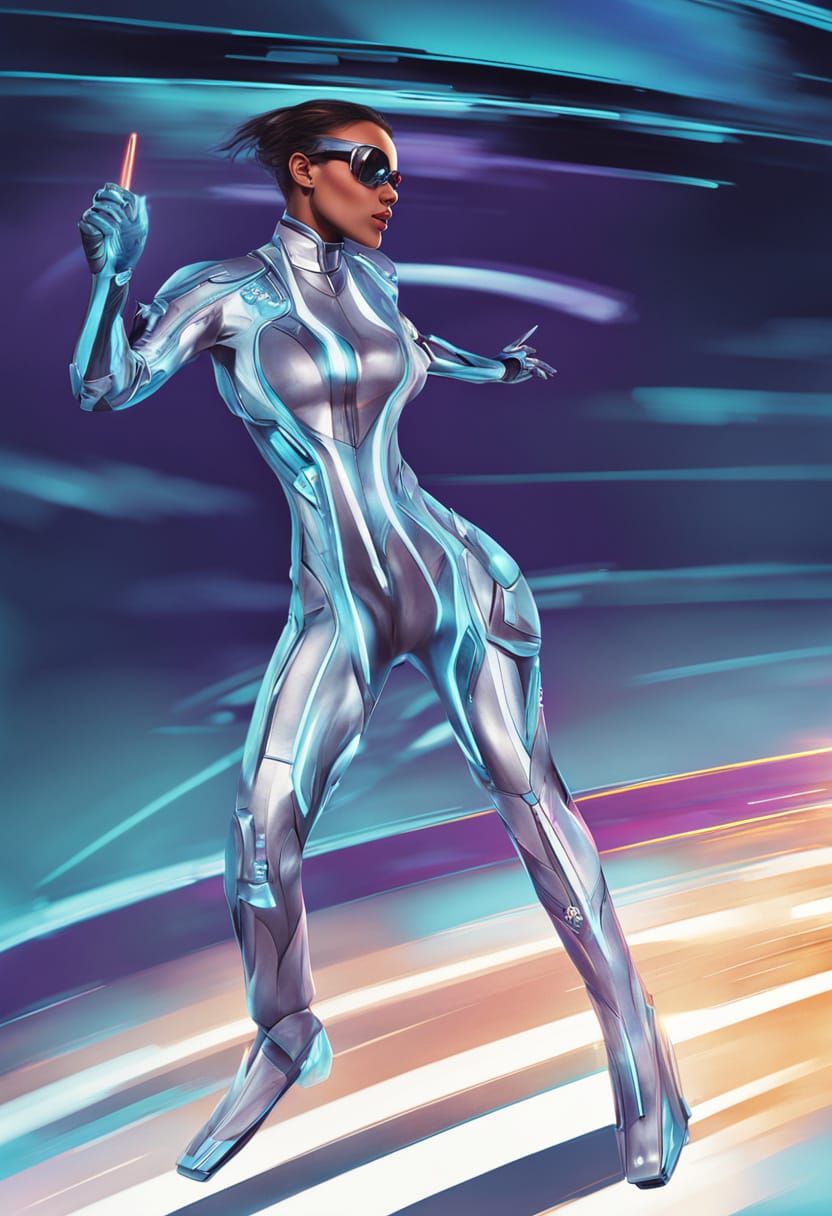 Futuristic Race Car Drifting on High-Tech Track