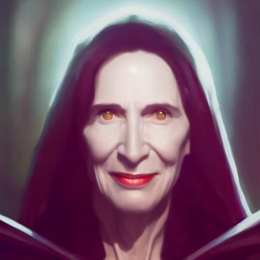 Evil Medieval Witch Portrait in Art Nouveau Style