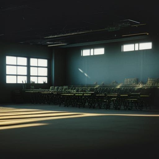 Gritty Mid-80s Military Hangar in VHS Distortion