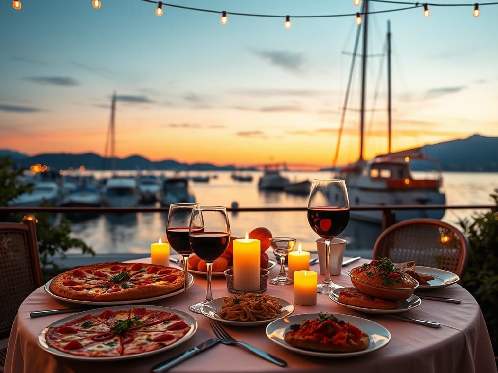 Romantic Seaside Dinner at Sunset