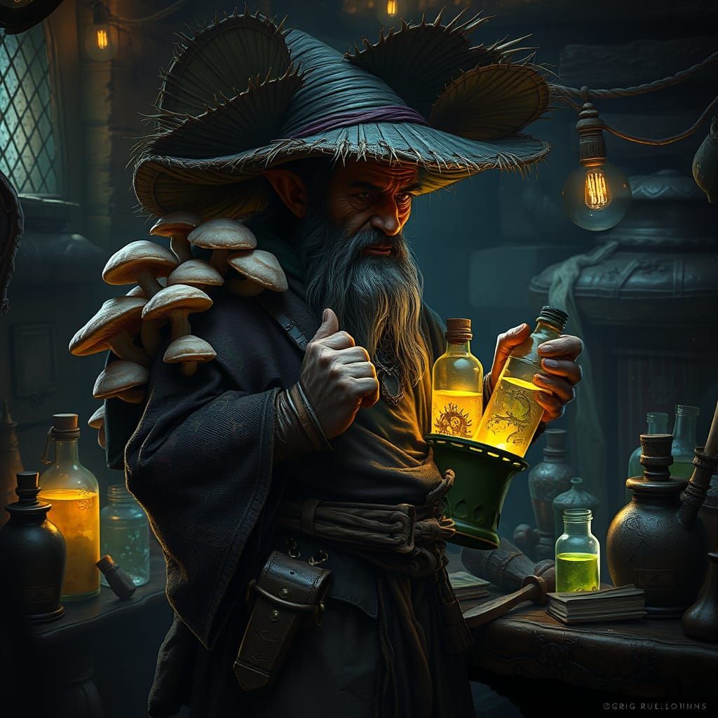 Ethereal Herbalist in Dark Cottagecore Fantasy