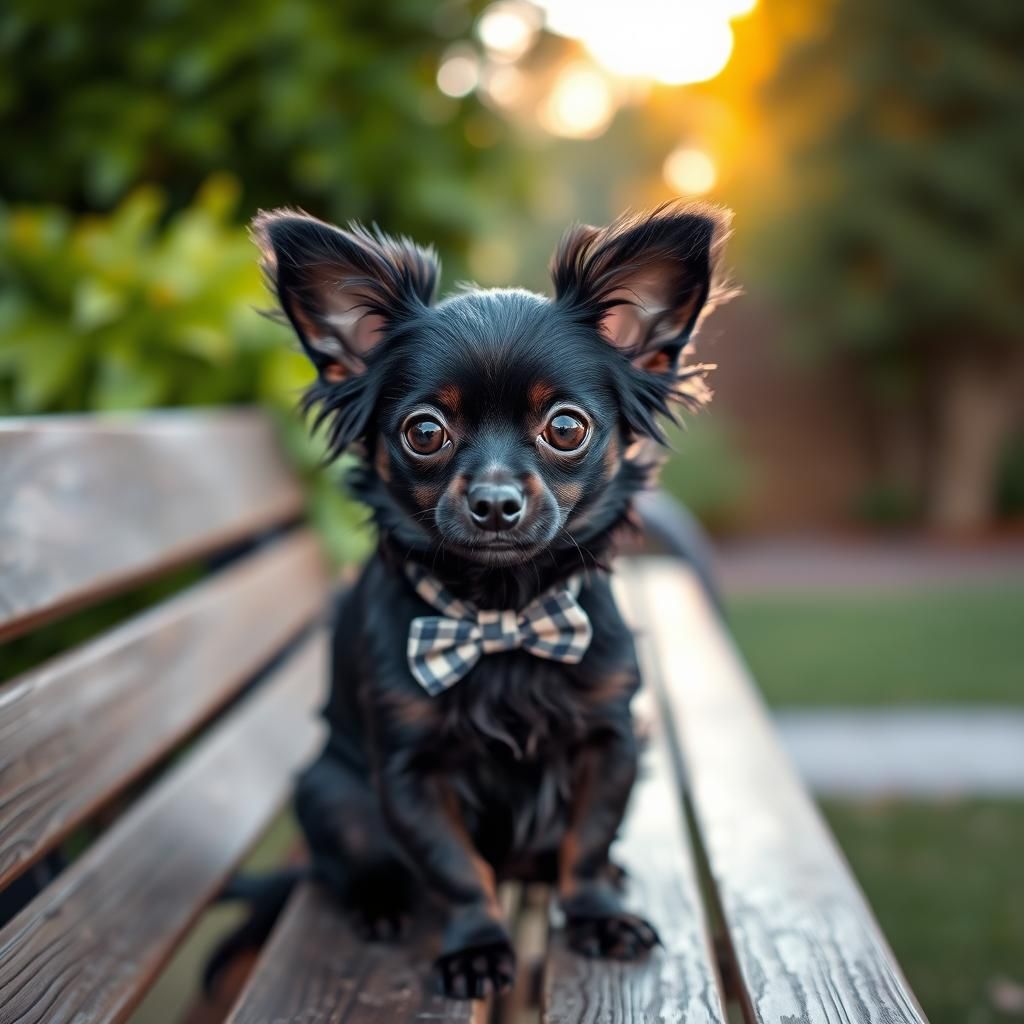 Fluffy Chihuahua Mix Dog Portrait in Fashion Editorial Style
