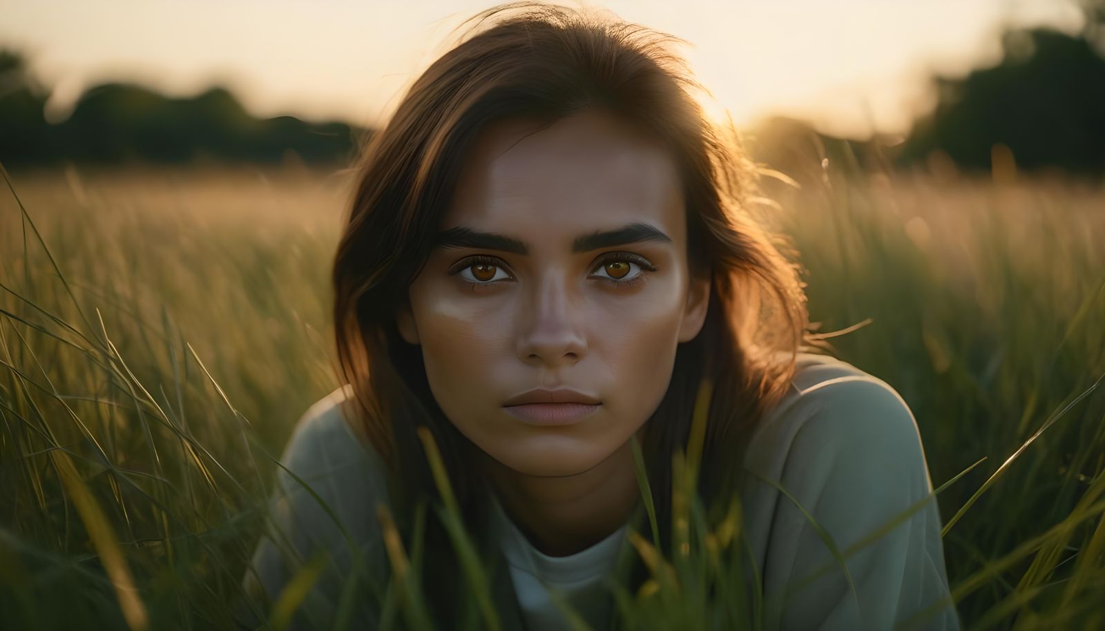 Moody Portrait of a Woman in Golden Hour Lighting